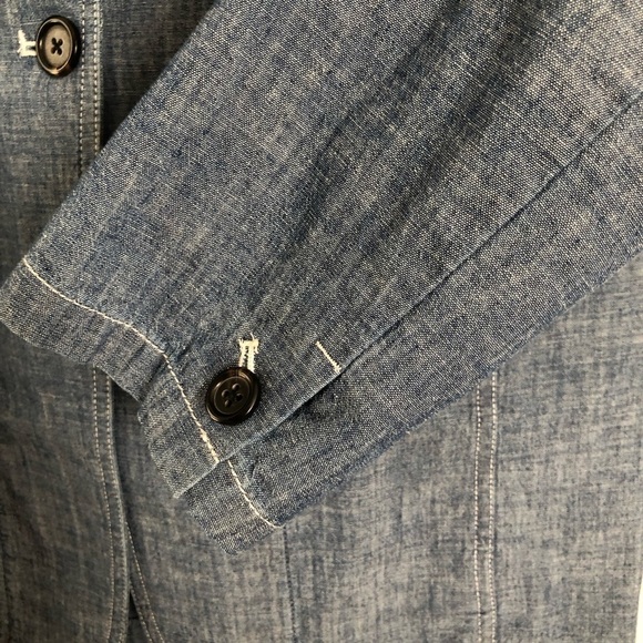 J. Crew Long Parker Blazer in Washed Chambray Blue Cotton Jacket Size 2 NWT - Picture 7 of 15